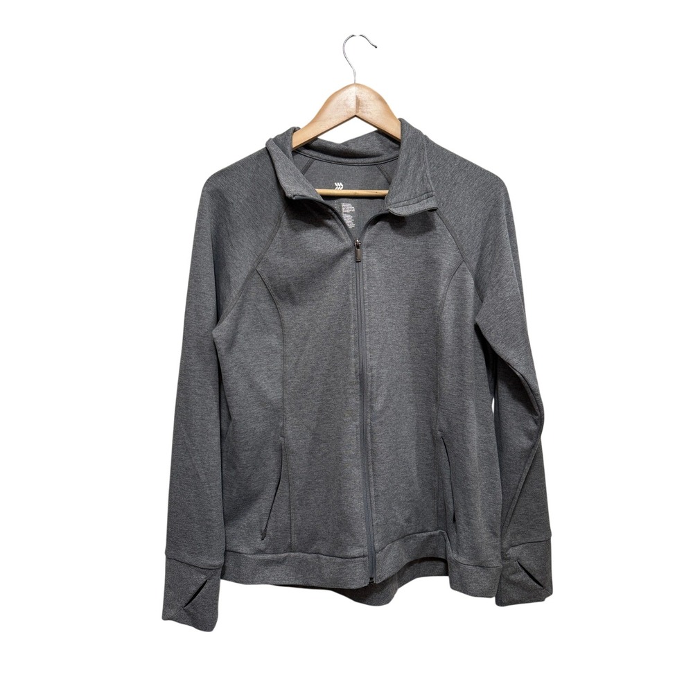 All in Motion Womens XXL Gray Full Zip‎ Mock Neck Athletic Jacket Thumbholes